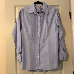 Cabi vintage blue tuxedo blouse size small